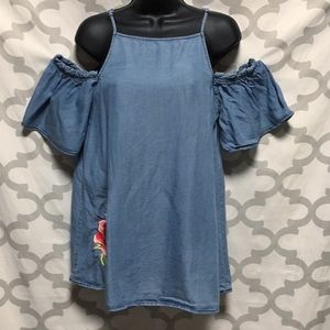 Cold-Shoulder, Chambray Top